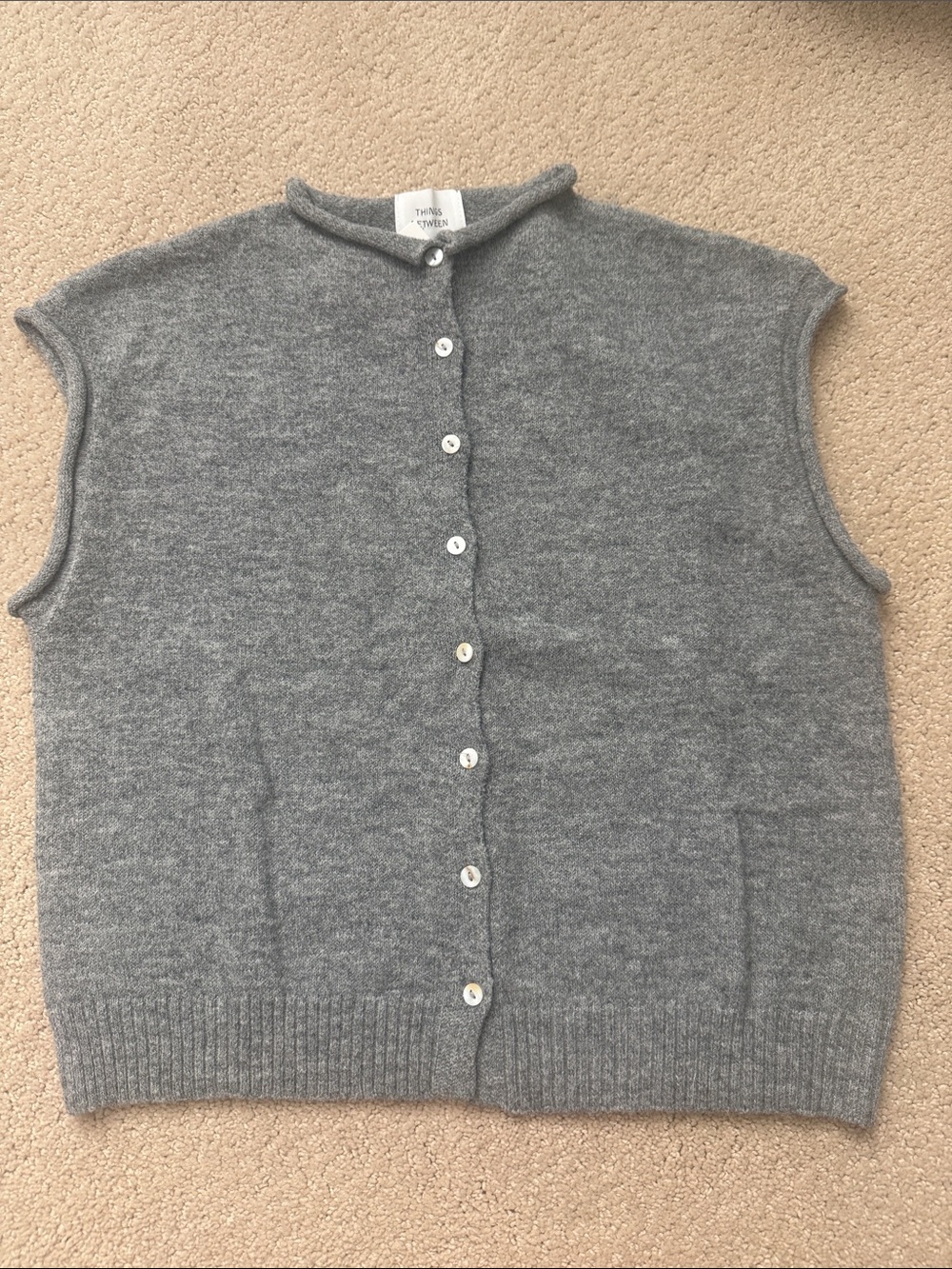 Things Between grey sleeveless cardigan